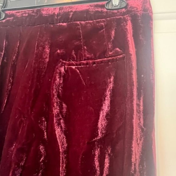 NWT Marella Burgundy Crushed Velvet Wide Leg Pants Sz 10 Quiet Luxury Designer - Picture 6 of 13
